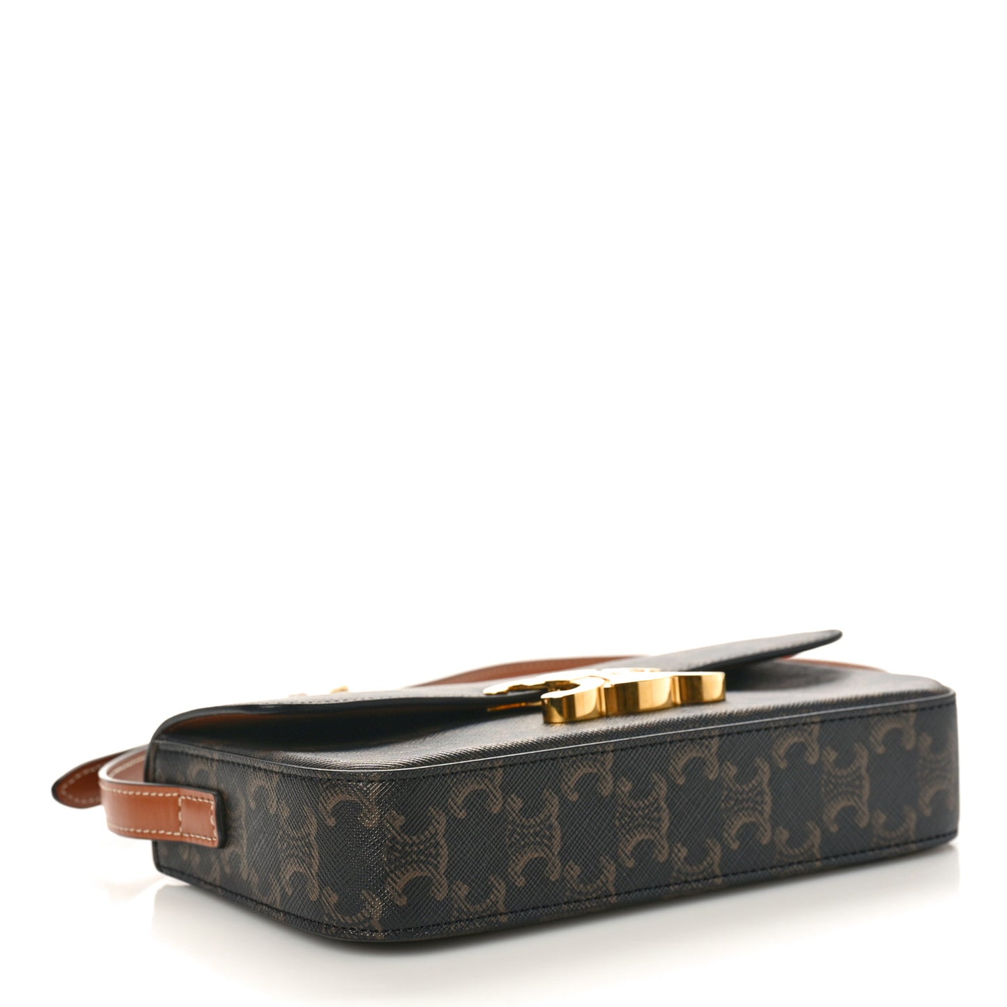 Canvas Calfskin Triomphe Shoulder Bag Tan