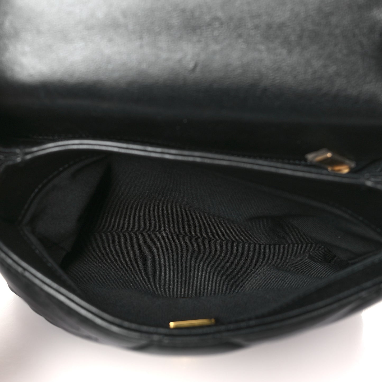 Lambskin Quilted Small Chain Top Handle Flap Black