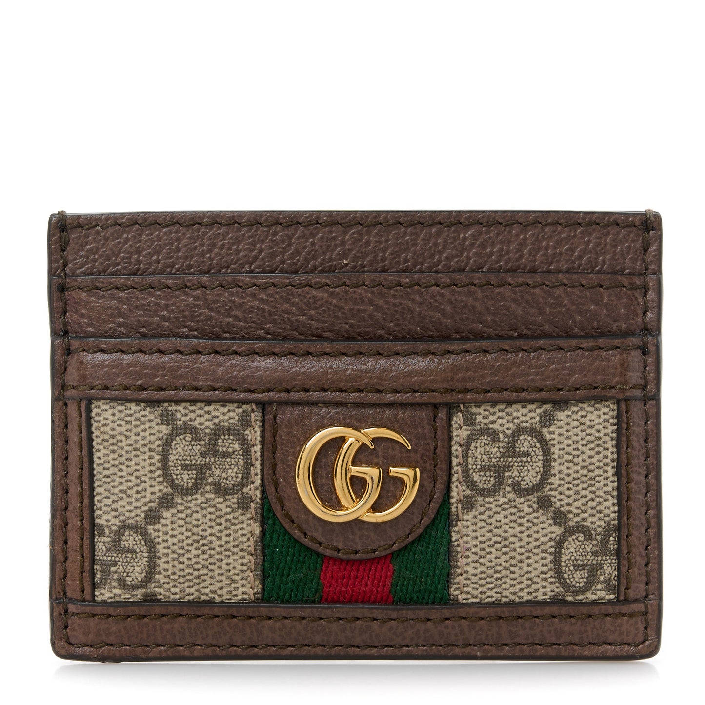 GG Supreme Monogram Textured Dollar Calfskin Ophidia Card Holder Beige Ebony New Acero