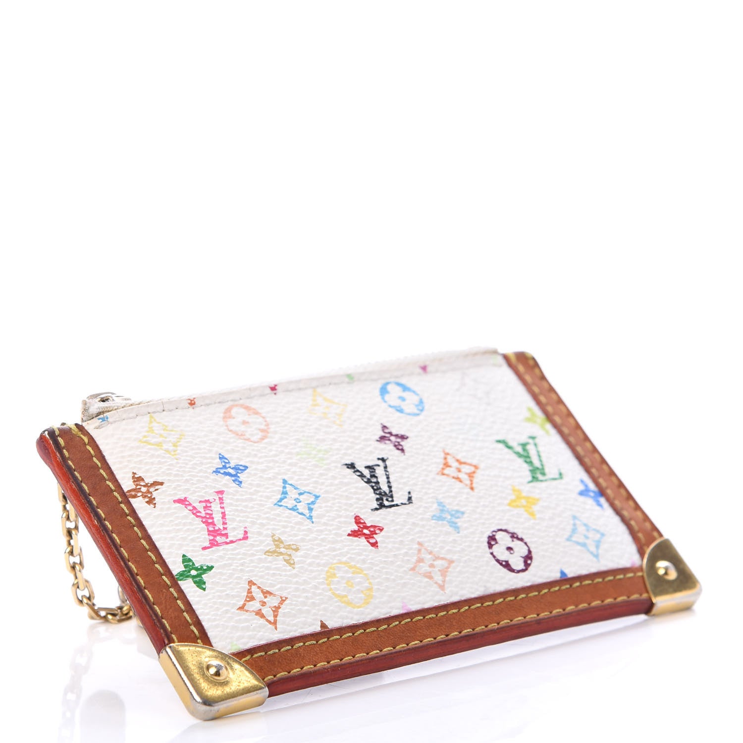 Louis Vuitton Monogram Multicolor Key Pouch White 4 of 6