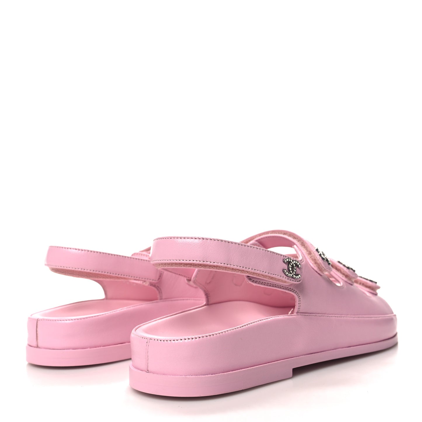 Lambskin Crystal CC Velcro Dad Sandals 38 LightPink