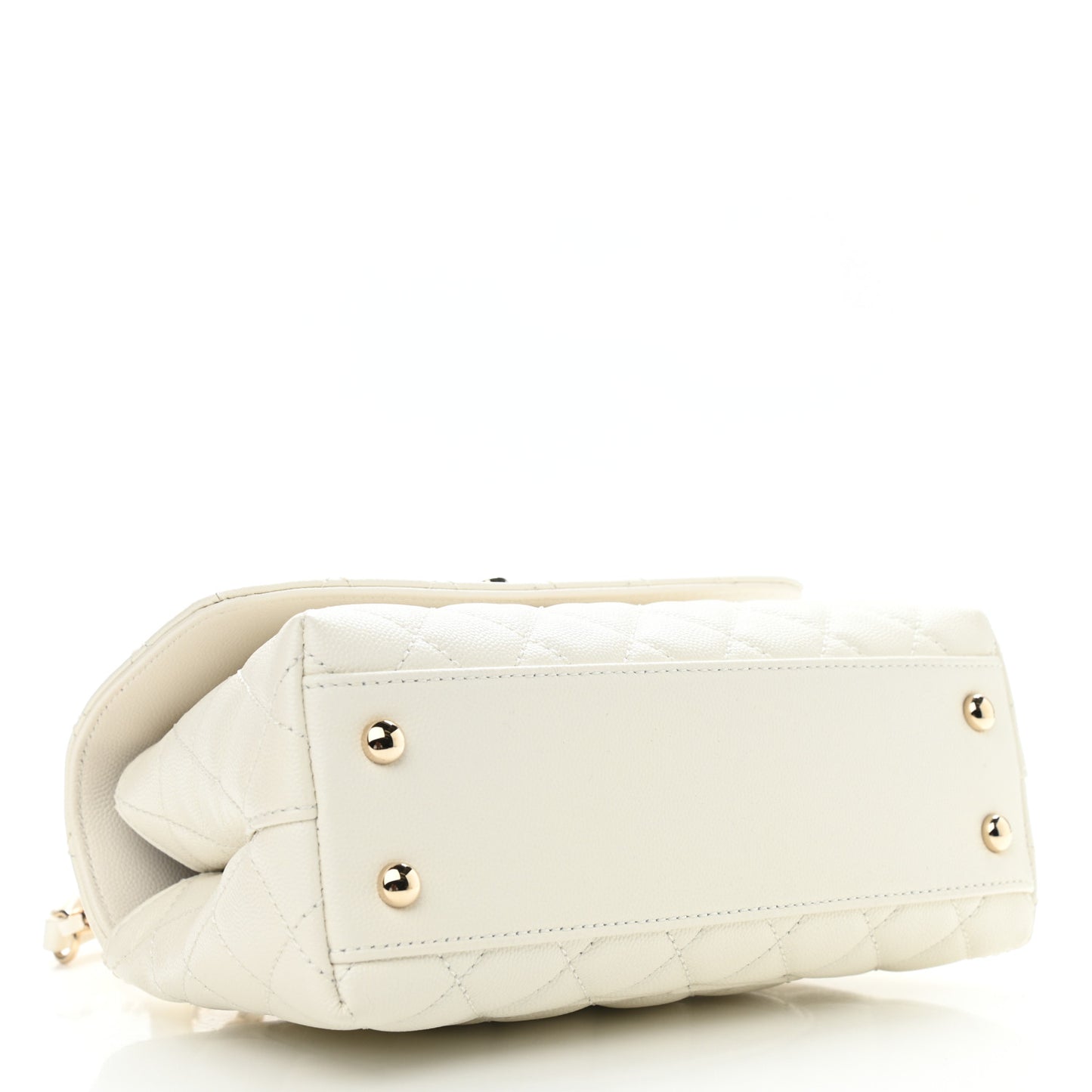 Caviar Quilted Mini Coco Handle Flap White