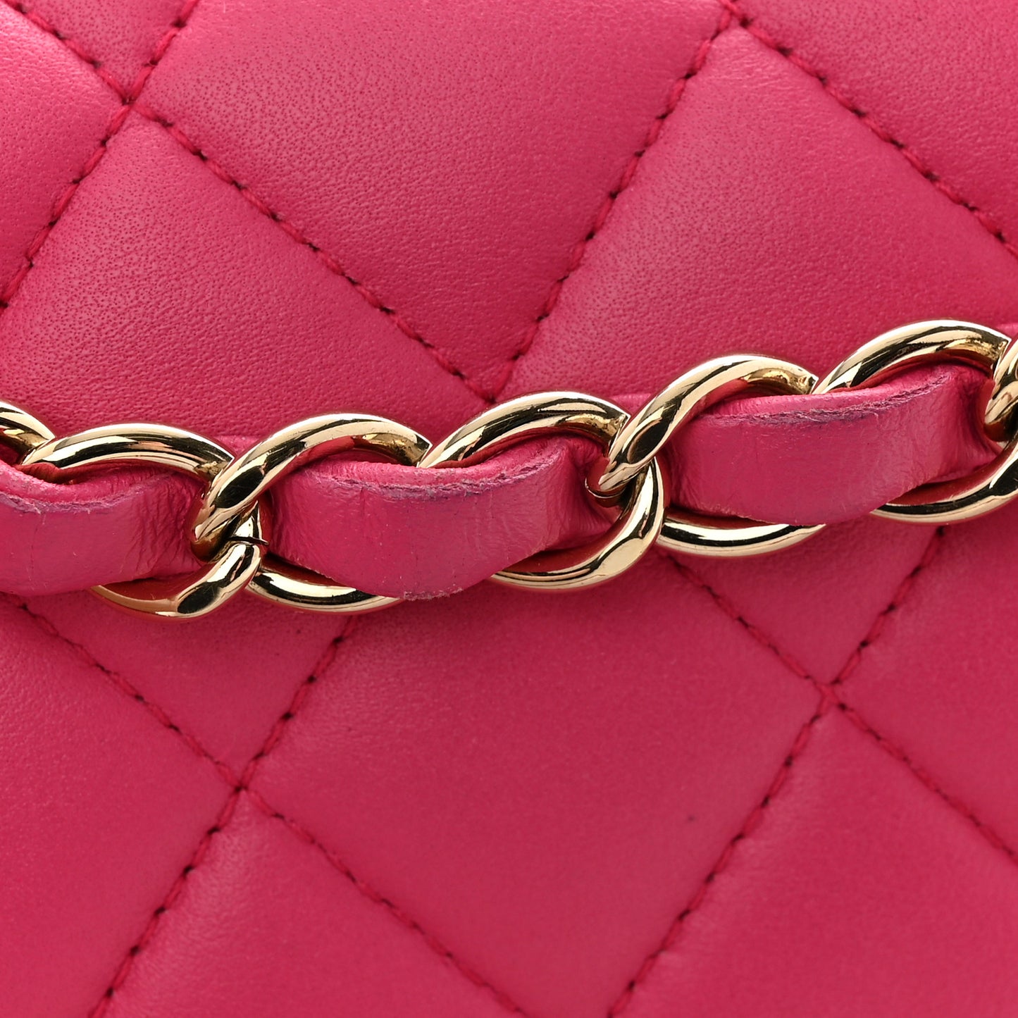Lambskin Quilted Medium Double Flap Pink