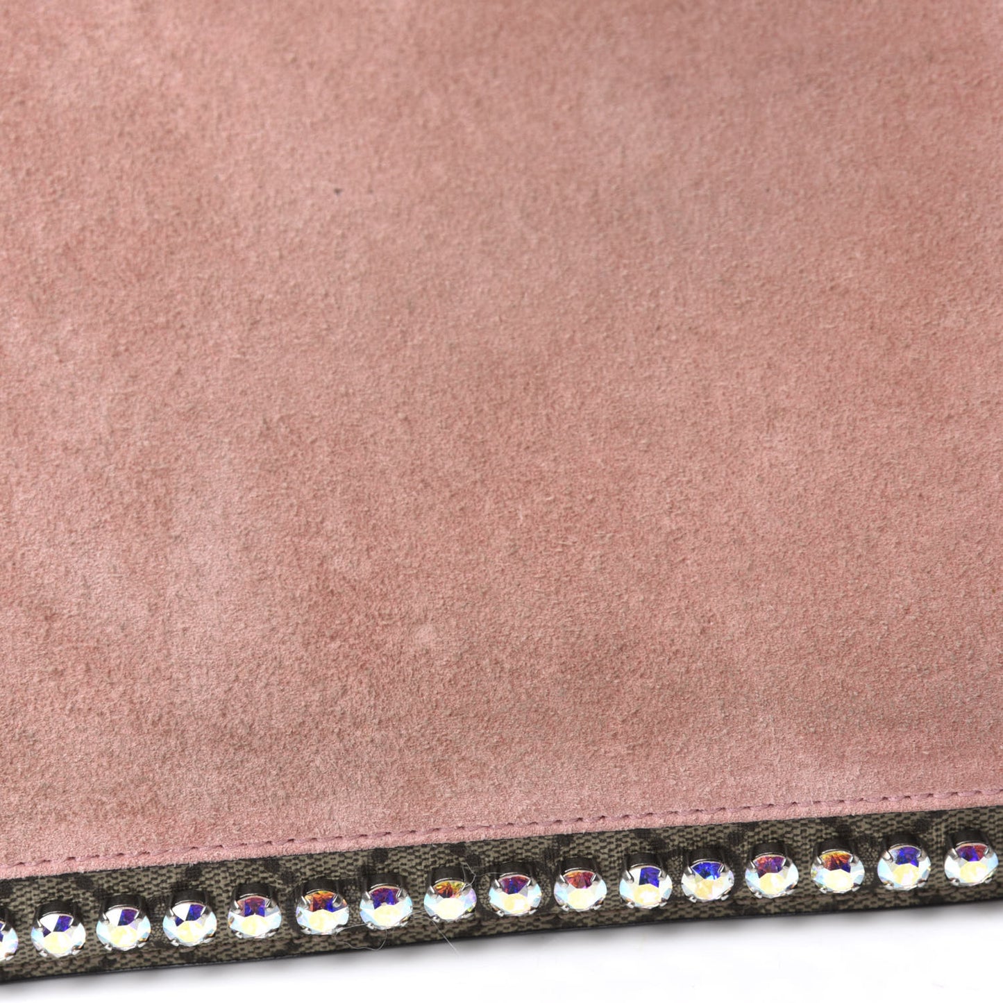 GG Supreme Monogram Suede Crystal Medium Dionysus Shoulder Bag Beige Ebony Light Peonia
