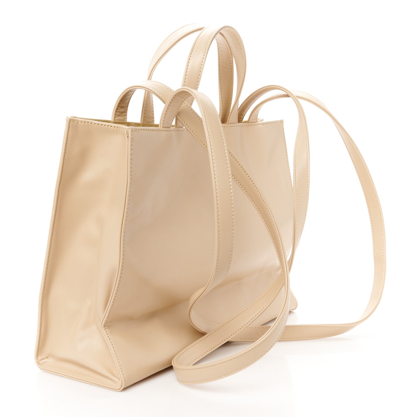 Vegan Leather Medium Shopping Bag Cream