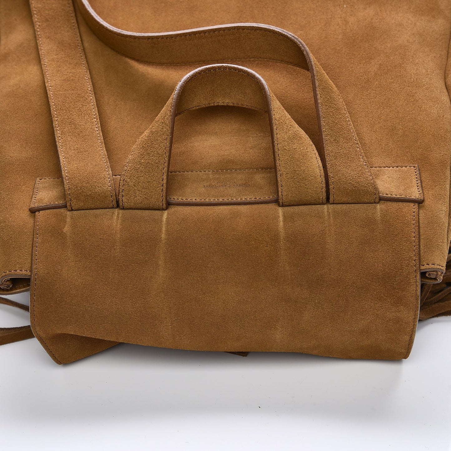 Suede Calfskin Fringe Festival Backpack Light Ocre