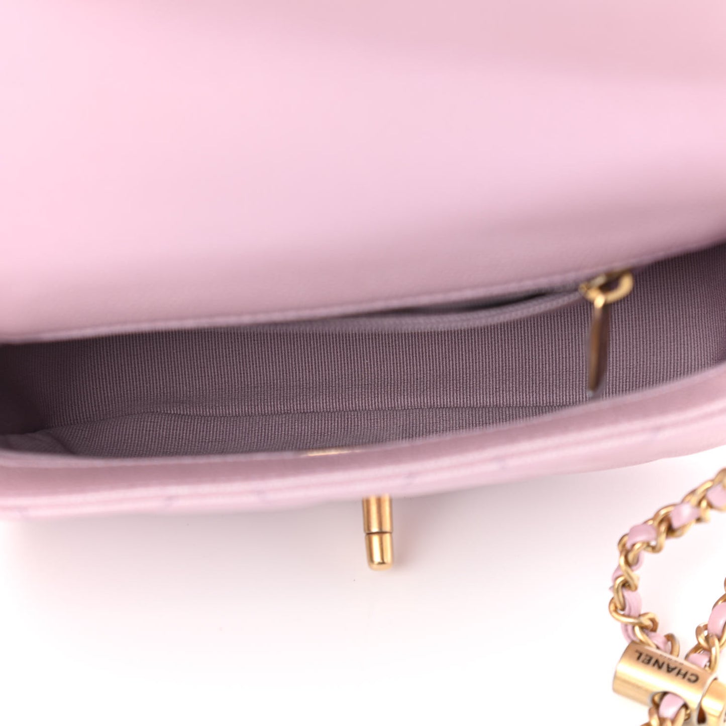 Iridescent Caviar Quilted Mini My Perfect Flap Pink