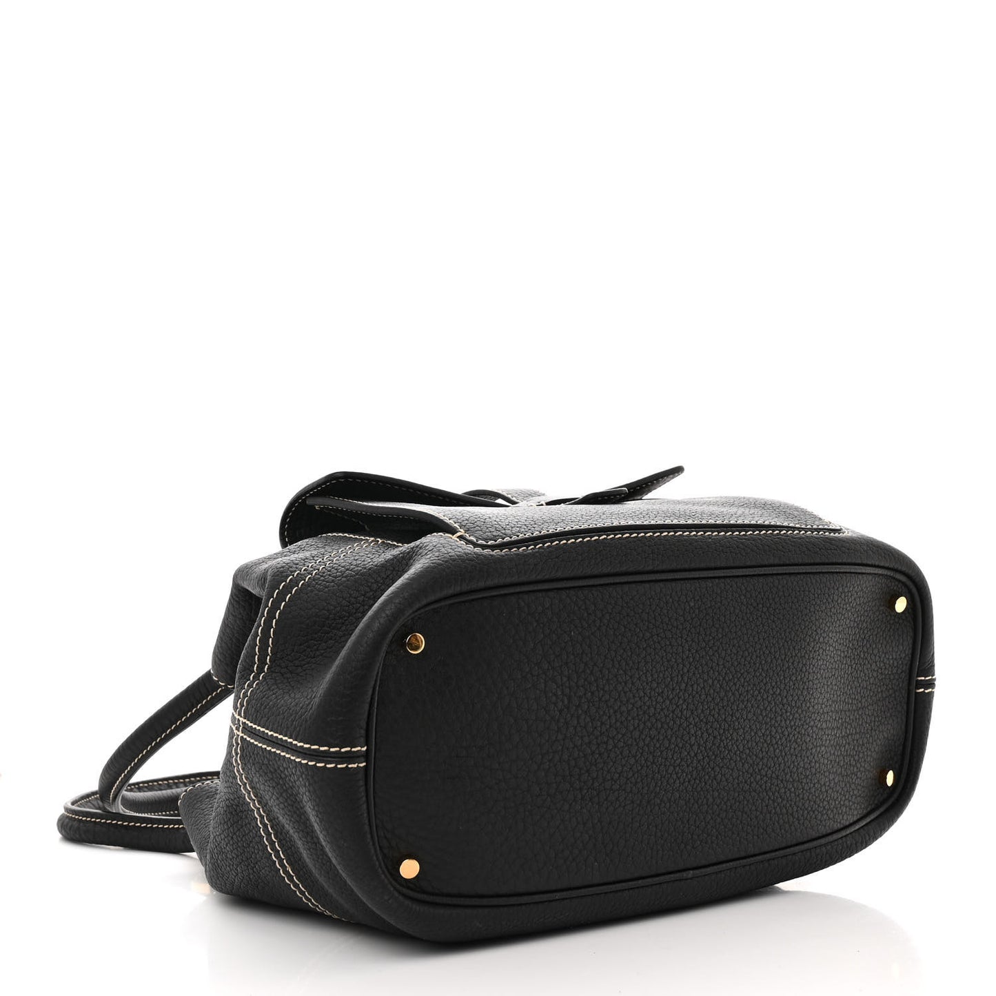 Grained Calfskin Globe Shoulder Bag Black