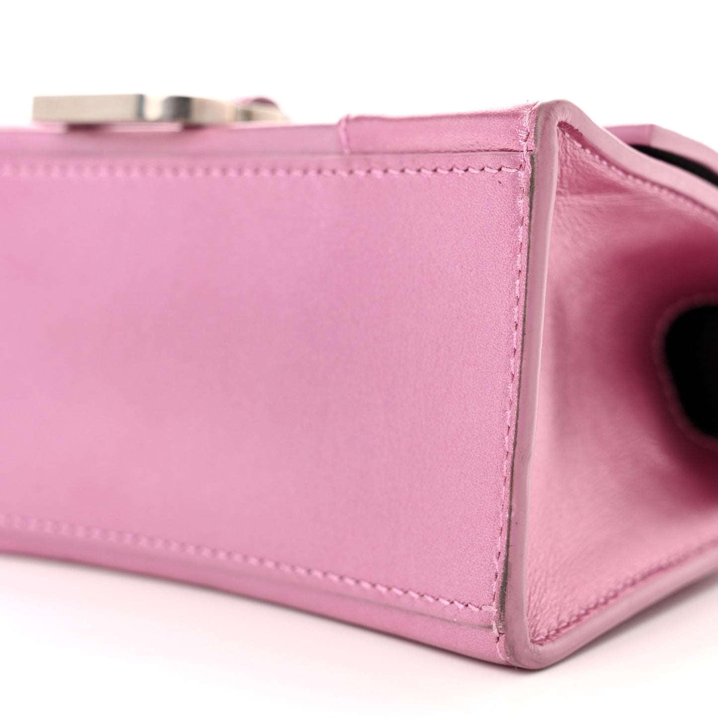 Metallic Shiny Calfskin Hourglass Top Handle Bag XS Pink