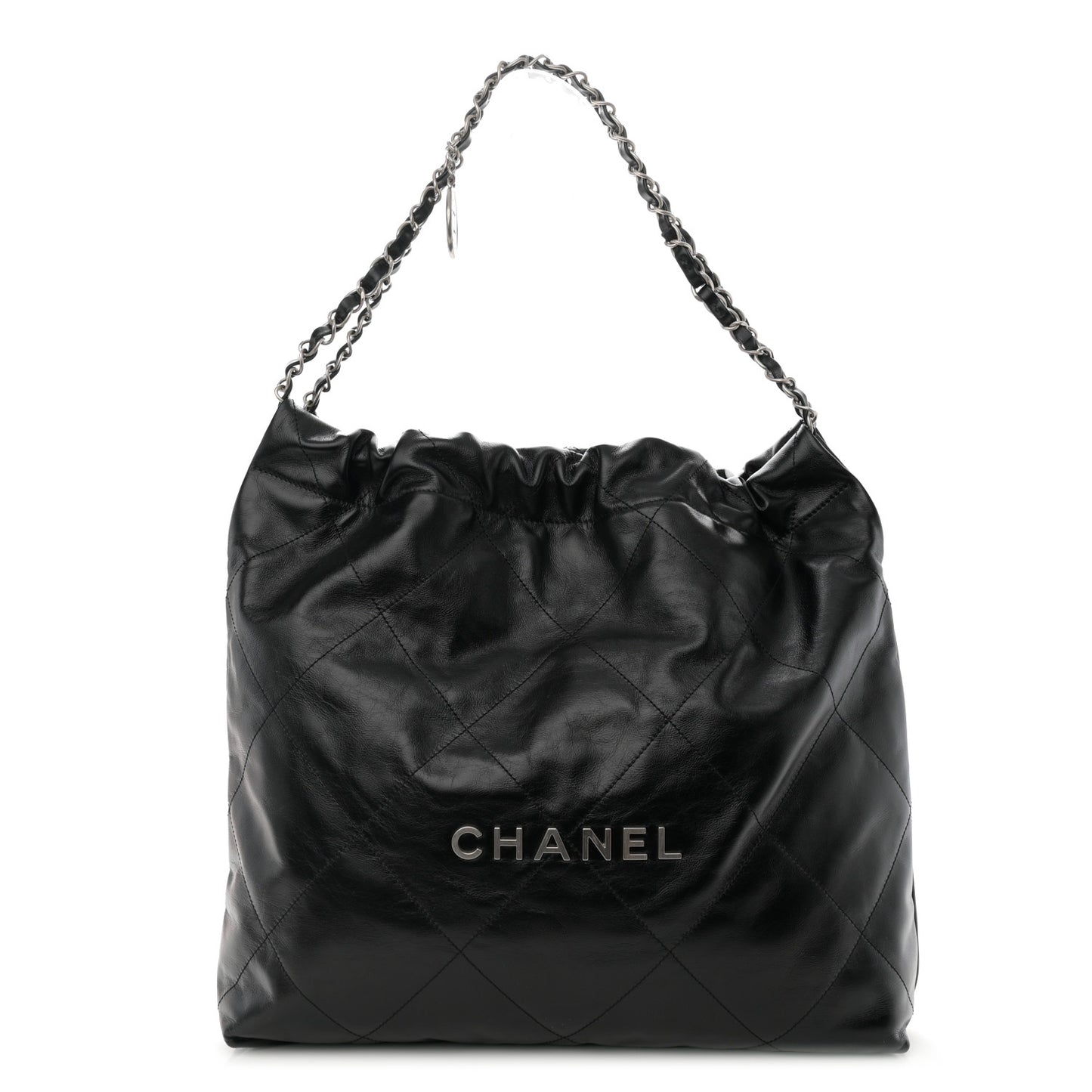 Shiny Calfskin Quilted Chanel 22 Black
