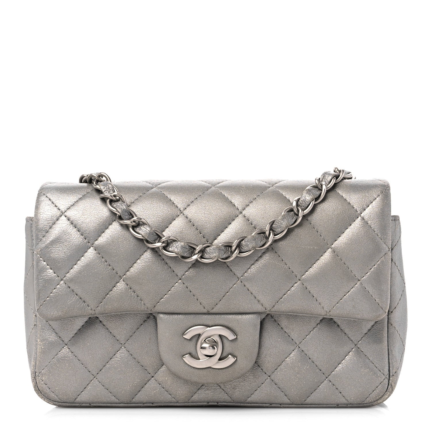 Chanel Metallic Calfskin Quilted Mini Rectangular Flap Ruthenium 1 of 15