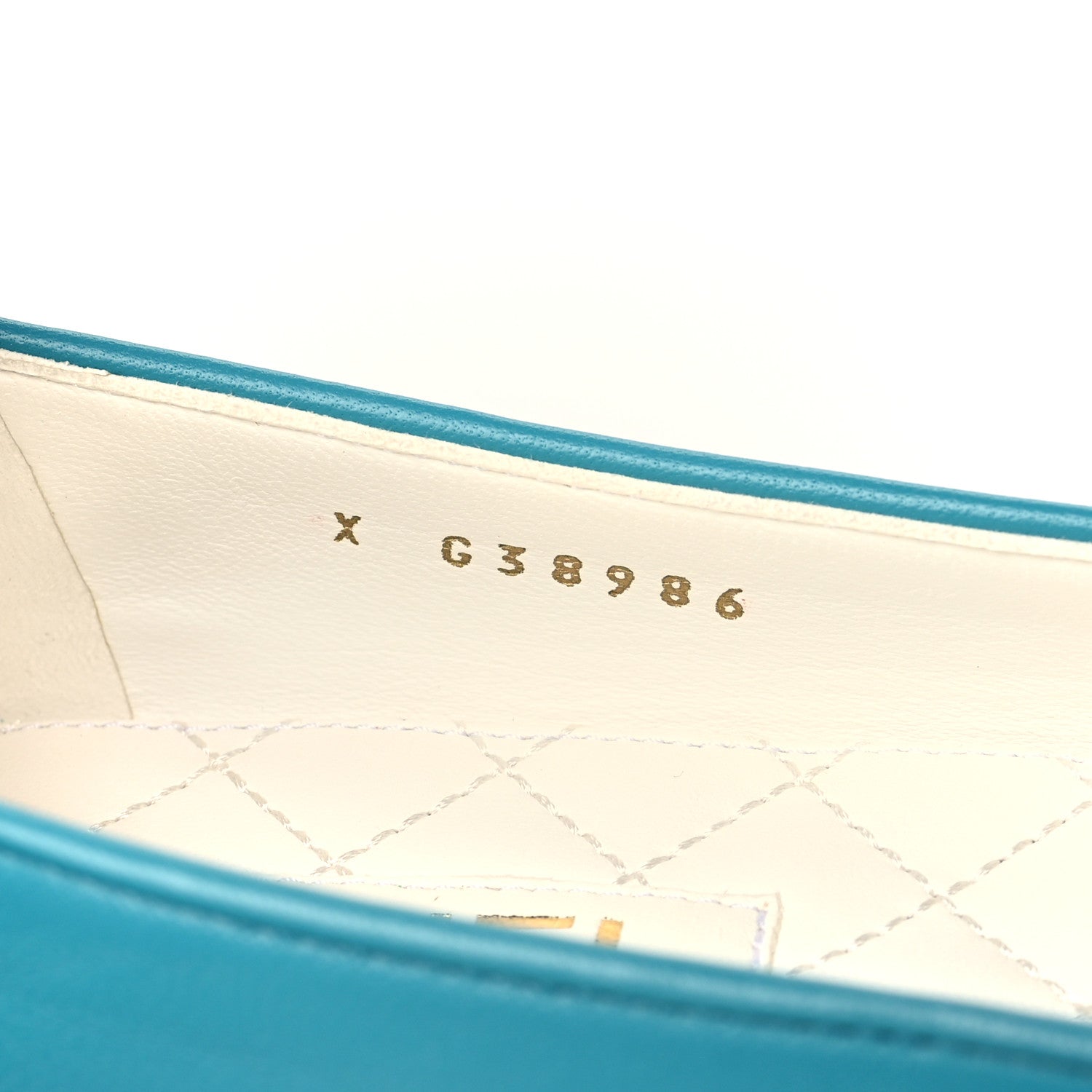 Chanel Lambskin Patent Calfskin Cap Toe Ankle Chain Ballerina Flats 37 Turquoise 8 of 10