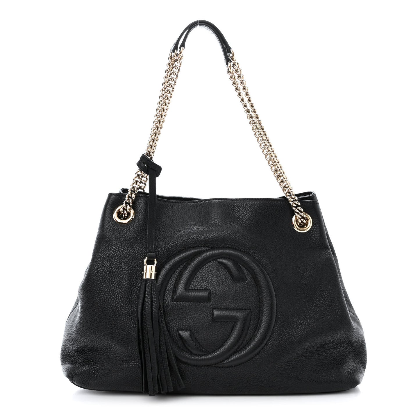 Pebbled Calfskin Medium Soho Chain Shoulder Bag Black