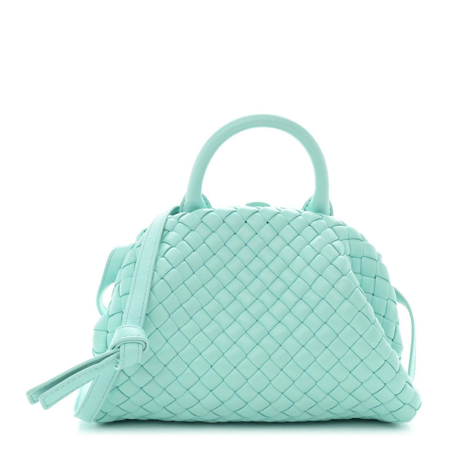Nappa Intreccio Mini Padded Handle Bag Celadon