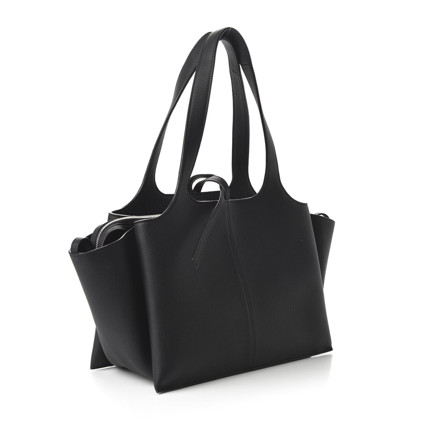 Baby Grained Calfskin Small Tri-Fold Bag Black