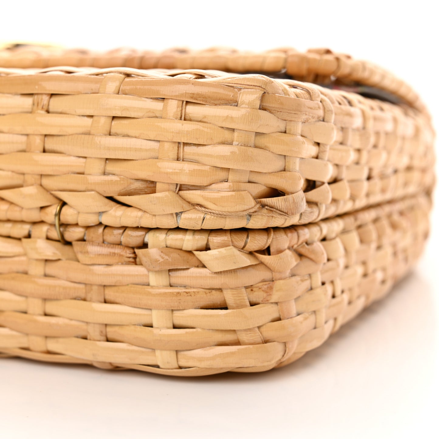Glazed Wicker Small Cestino Shoulder Bag Natural