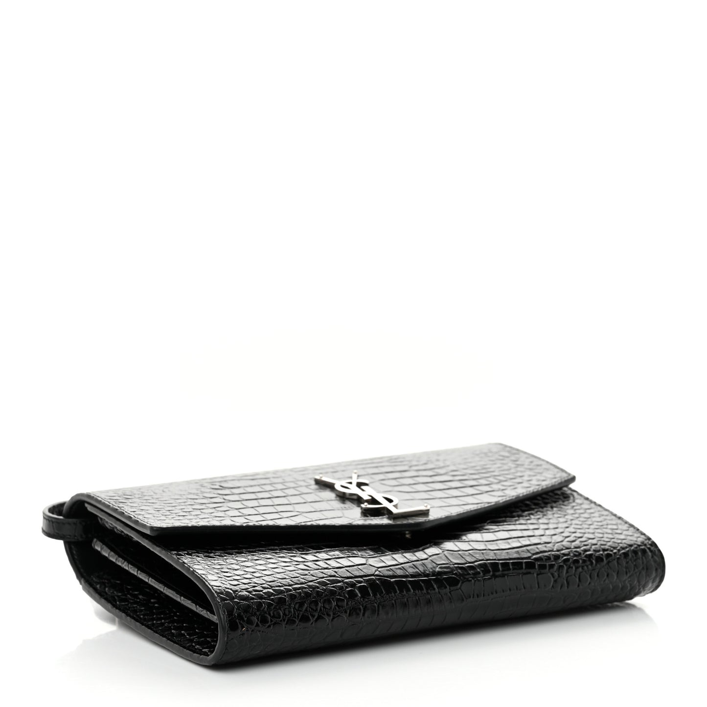 Calfskin Crocodile Embossed Monogram Uptown Crossbody Black