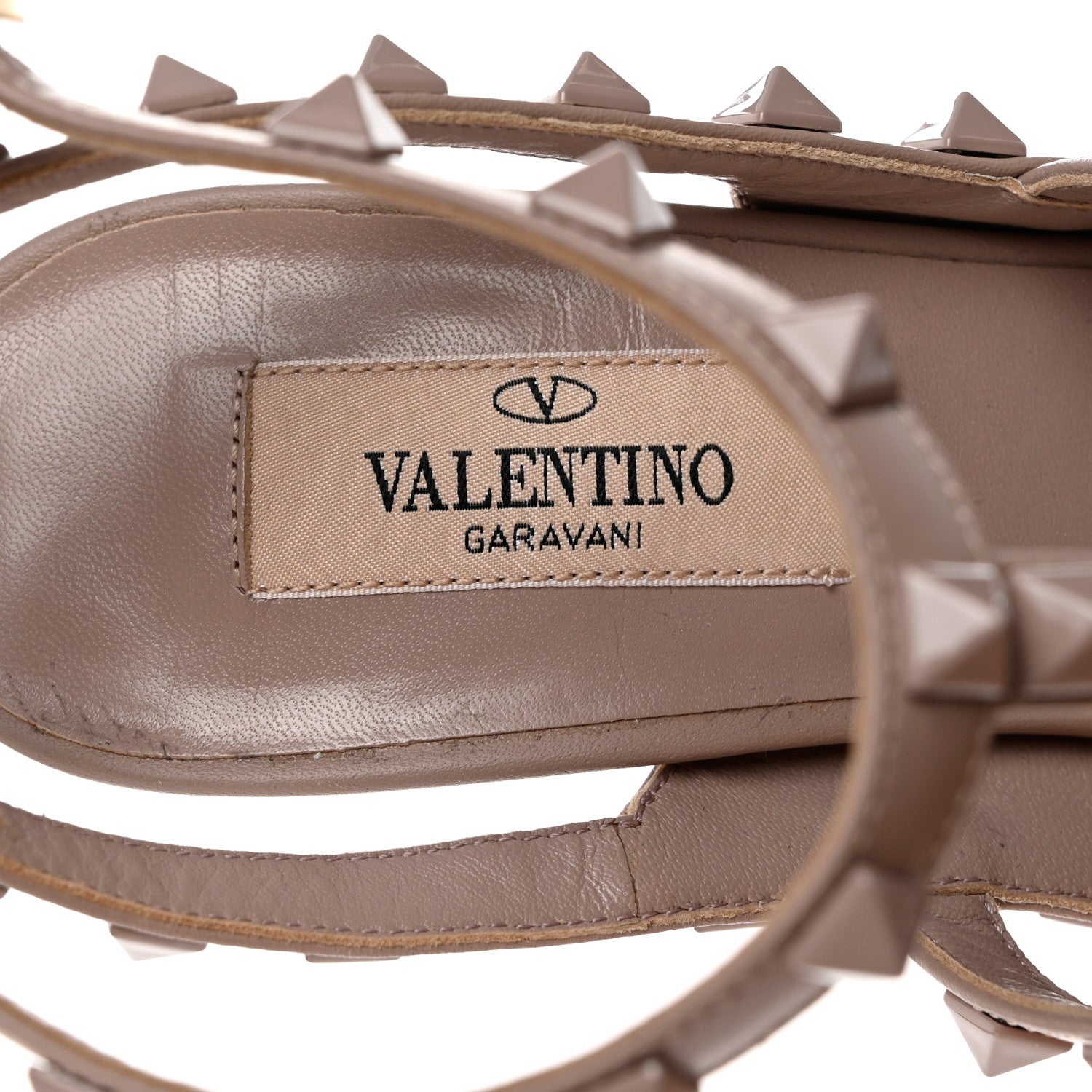 Valentino Garavani Calfskin Lacquered Monochrome Rockstud Ankle Strap 100mm Pumps 36 Poudre 6 of 9