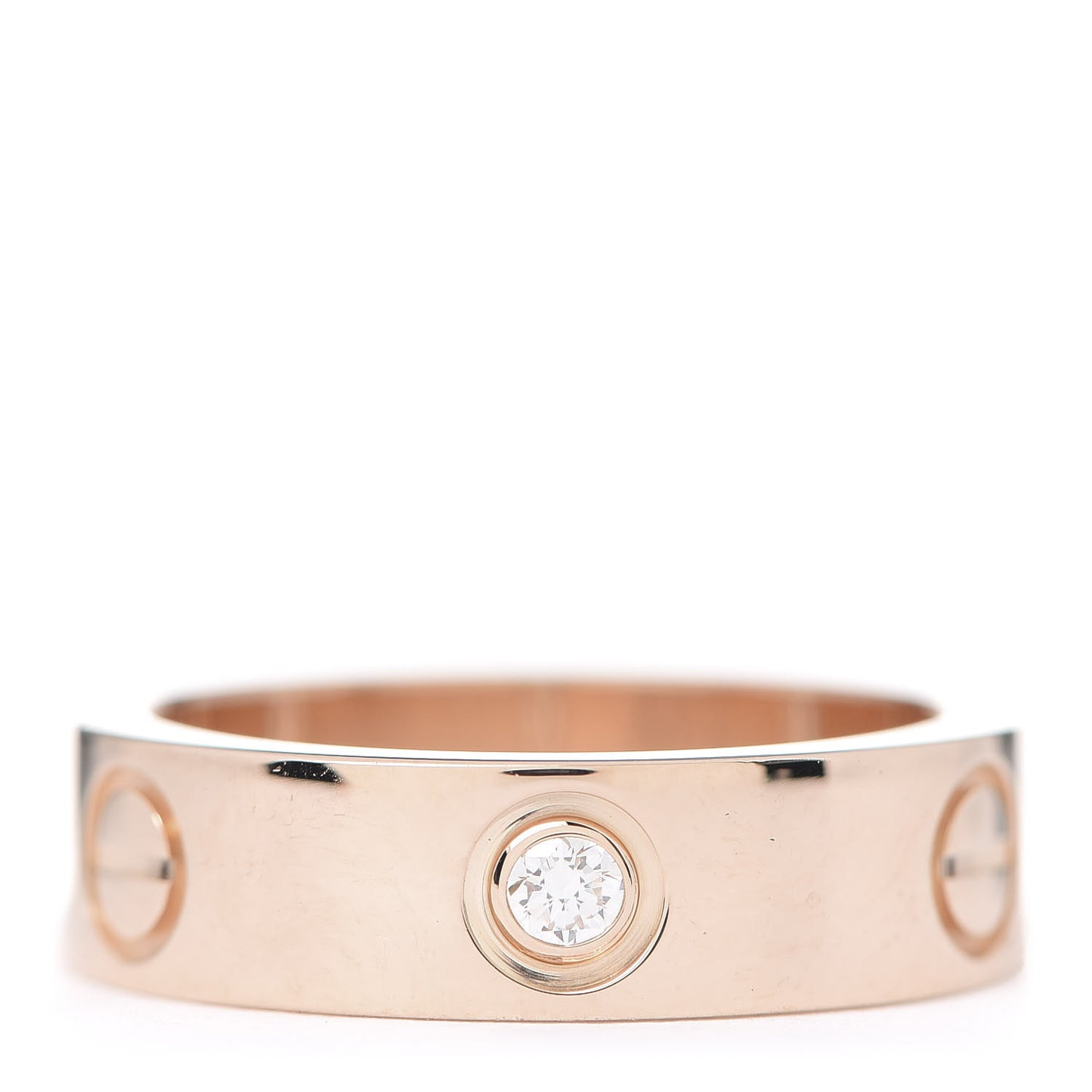 18K Pink Gold 3 Diamond 5.5mm LOVE Ring 54 6.75