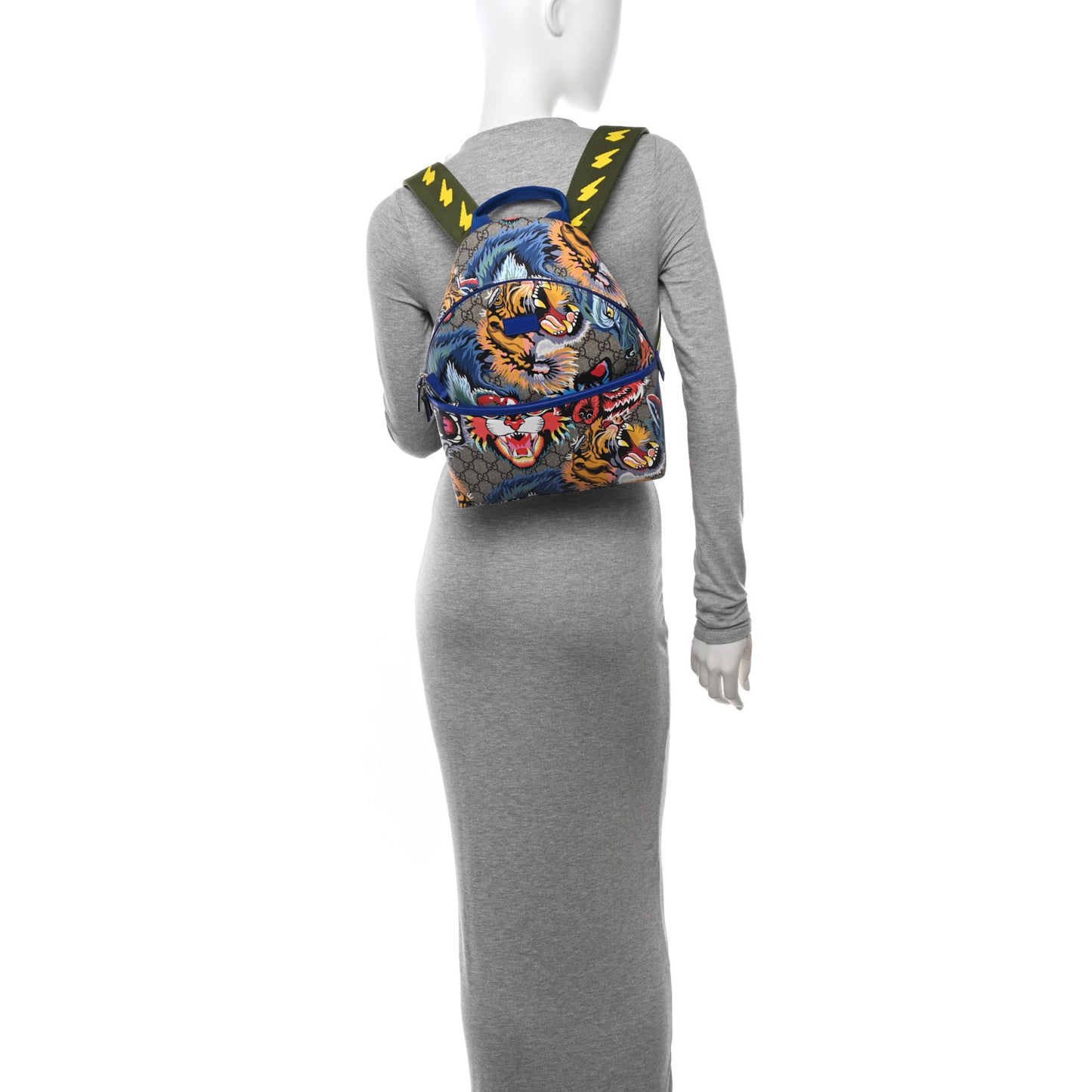 GG Supreme Monogram Animal Faces Childrens Day Backpack Beige Ebony Multicolor Electric Blue Military Fresia