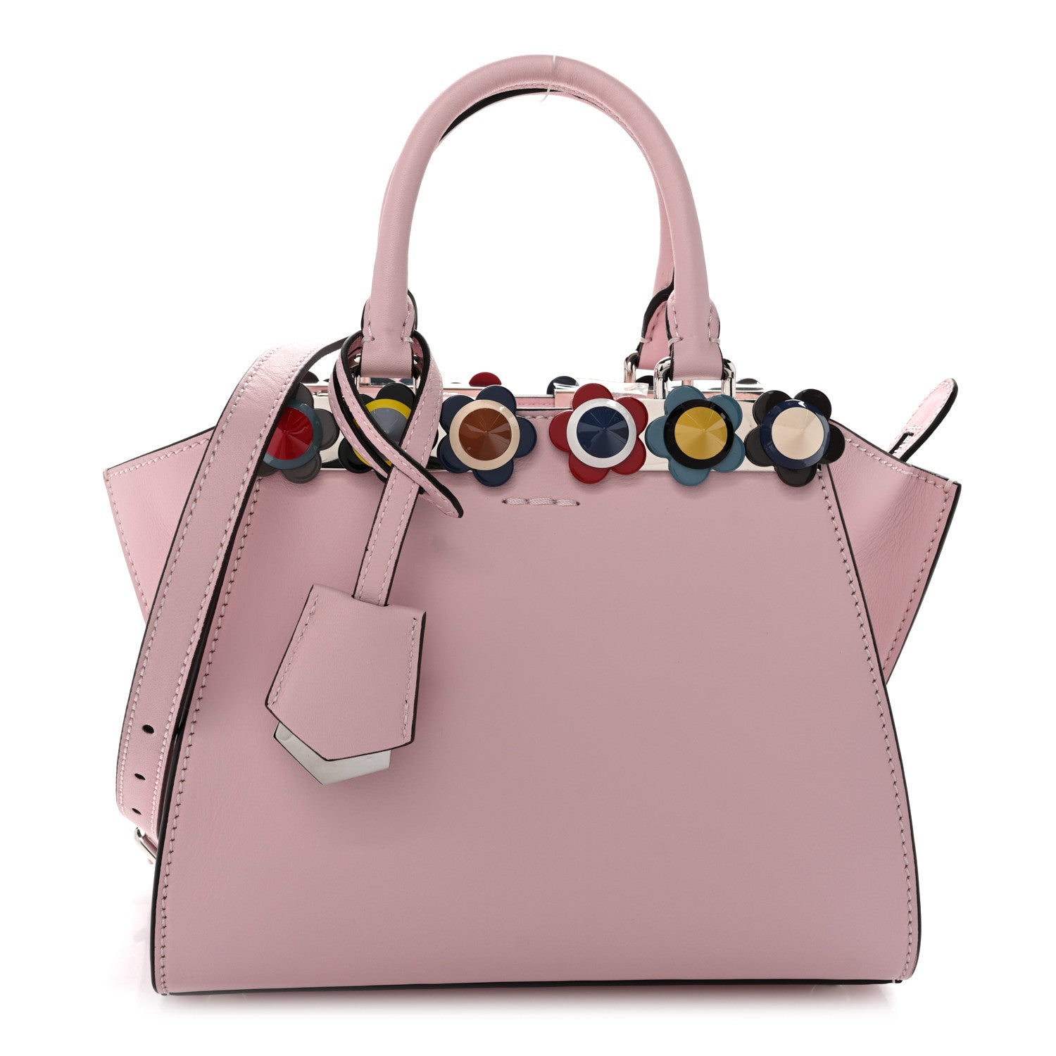 Fendi Vitello Dolce Plexiglass Flowerland Studded Mini 3Jours Tote