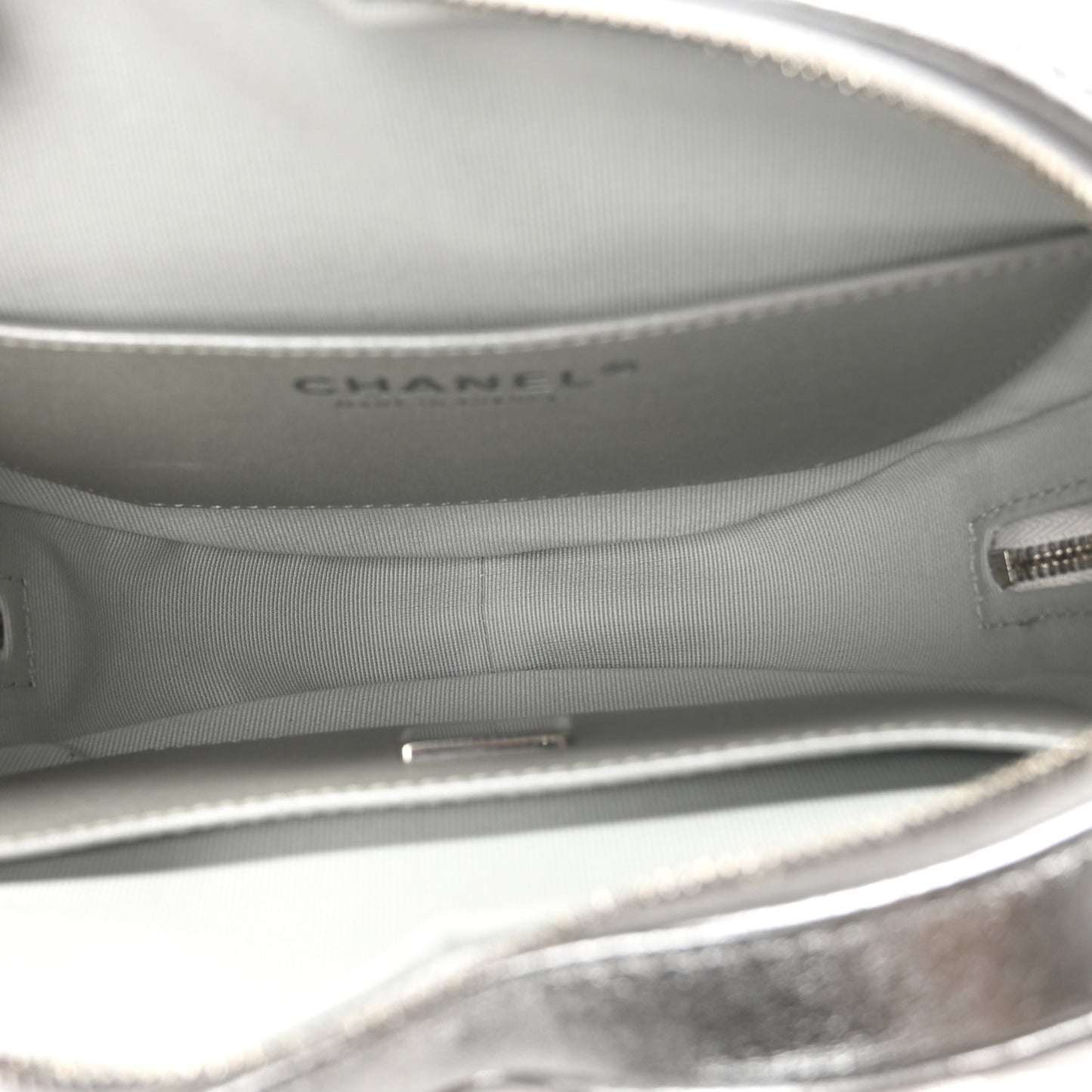 Metallic Lambskin Quilted CC In Love Heart Bag Silver