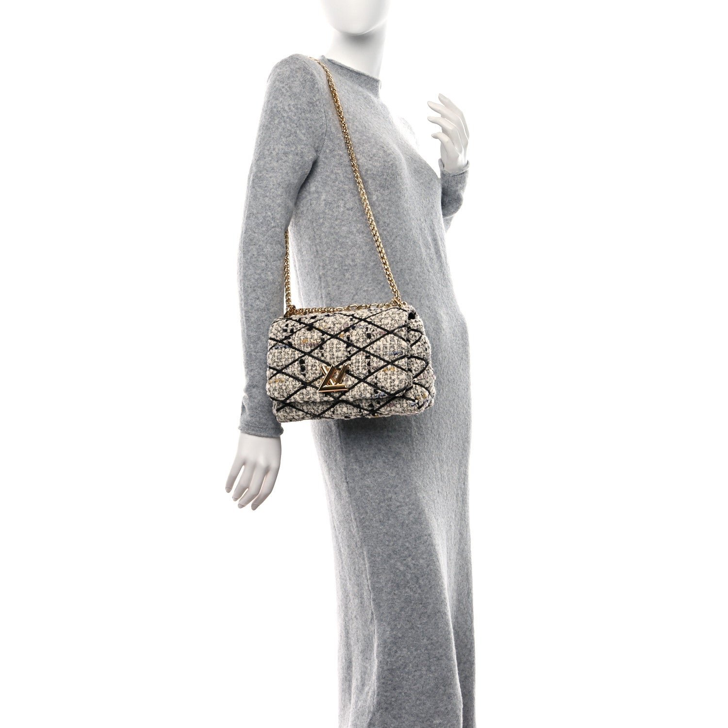 Louis Vuitton Tweed Malletage GO-14 MM Heathered Grey 2 of 12