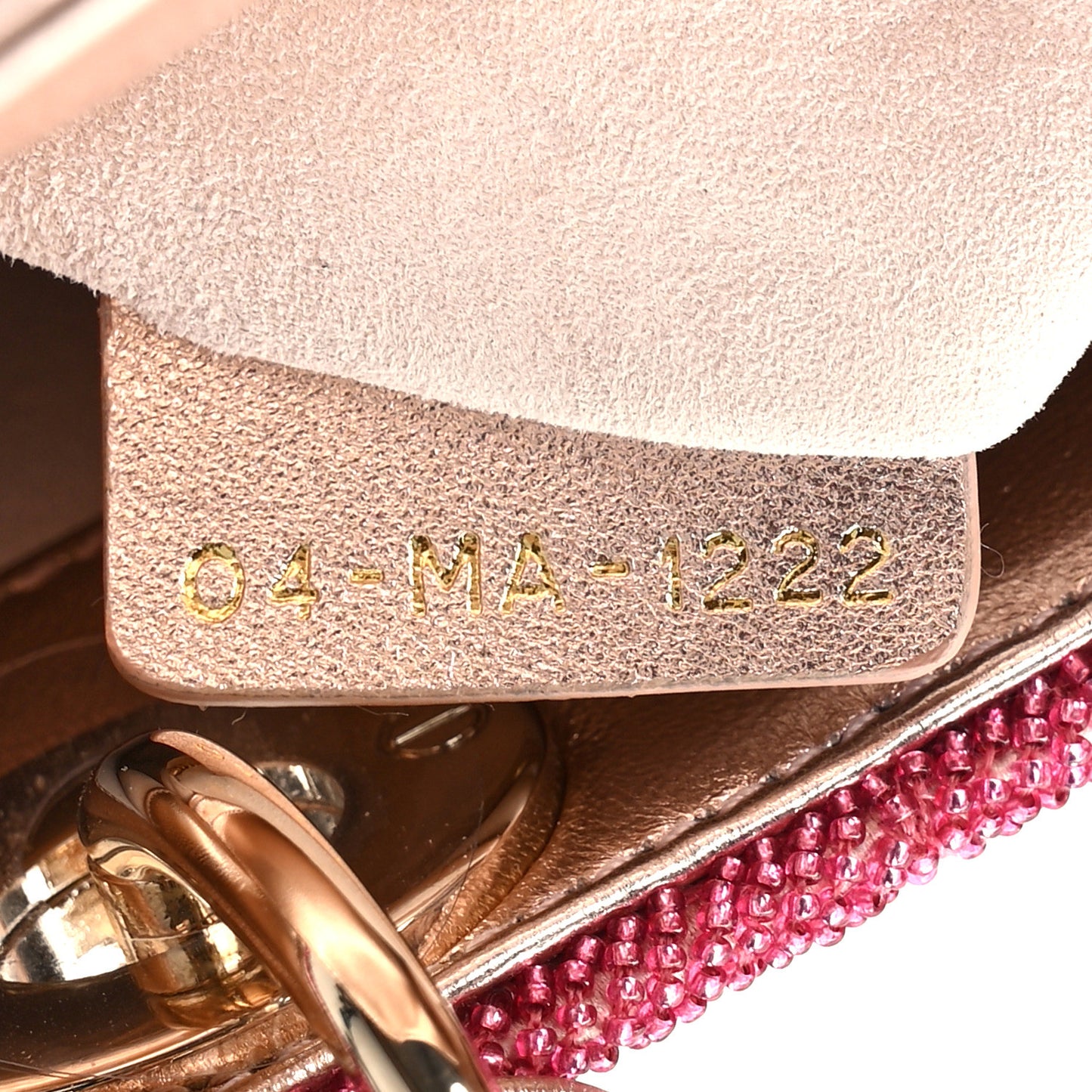 Metallic Calfskin Satin Celestial Bead Embroidery Cannage Mini Lady Dior Rose Des Vents