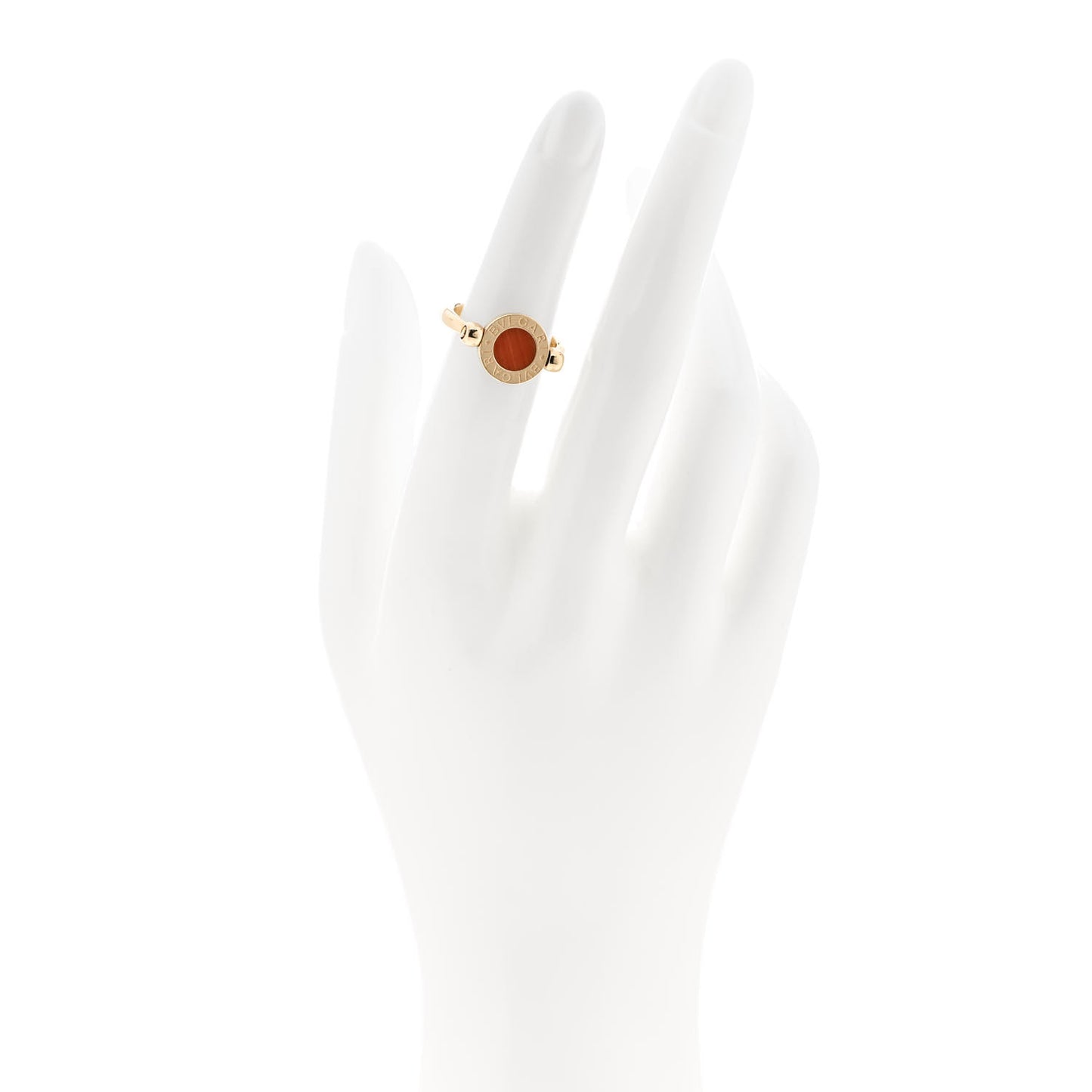 18K Yellow Gold Onyx Coral BVLGARI BVLGARI Ring 48 4.5