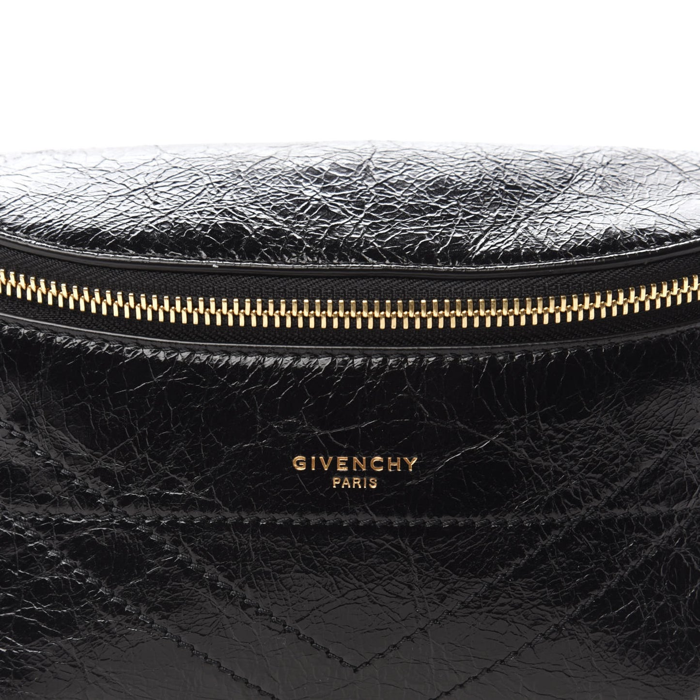 Crackle Calfskin ID Belt Bag Black