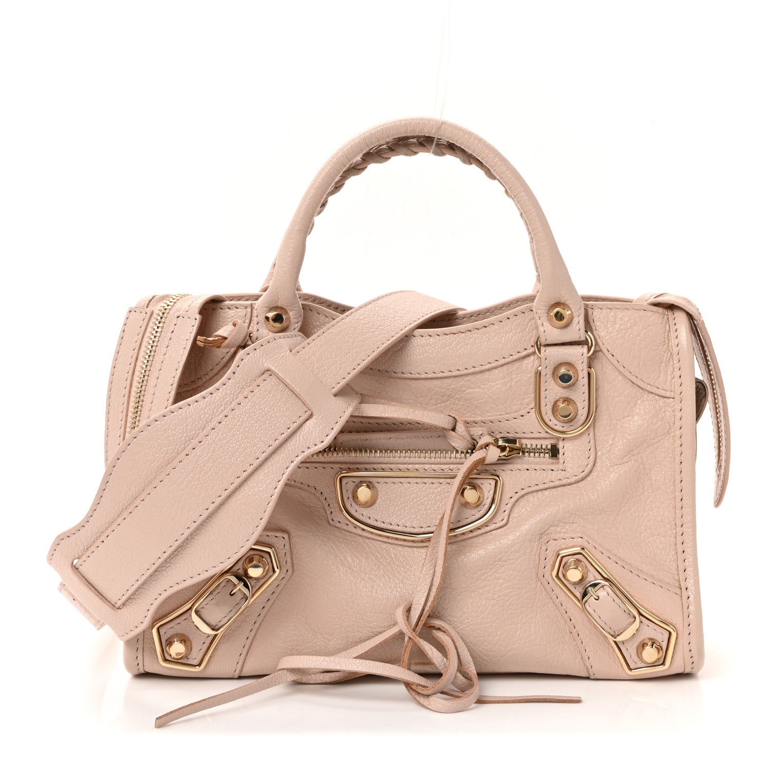 Balenciaga Chevre Gold Metallic Edge Hardware Mini City Rose