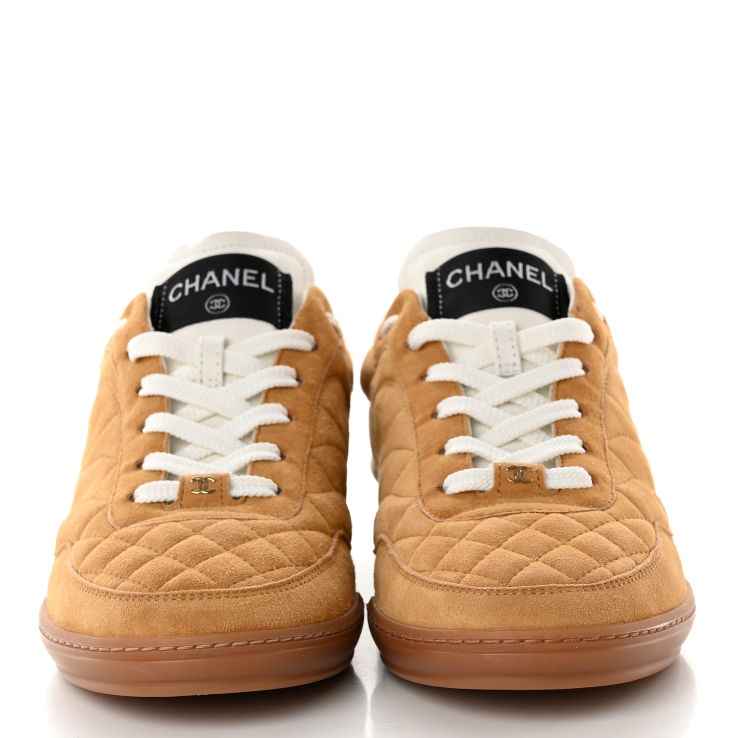 Suede Kidskin Quilted Sneakers 39 Dark Beige