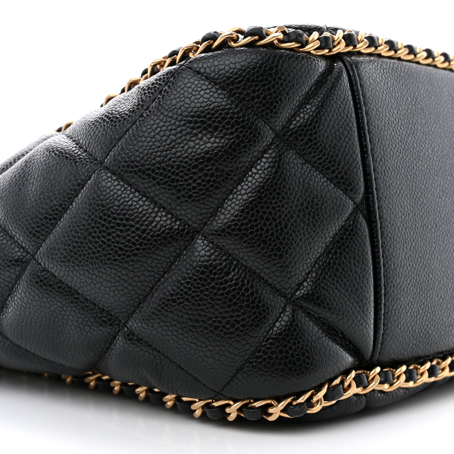 Chanel Caviar Quilted Chain Around Multi Chain Bucket Drawstring Bag Black 9 of 10