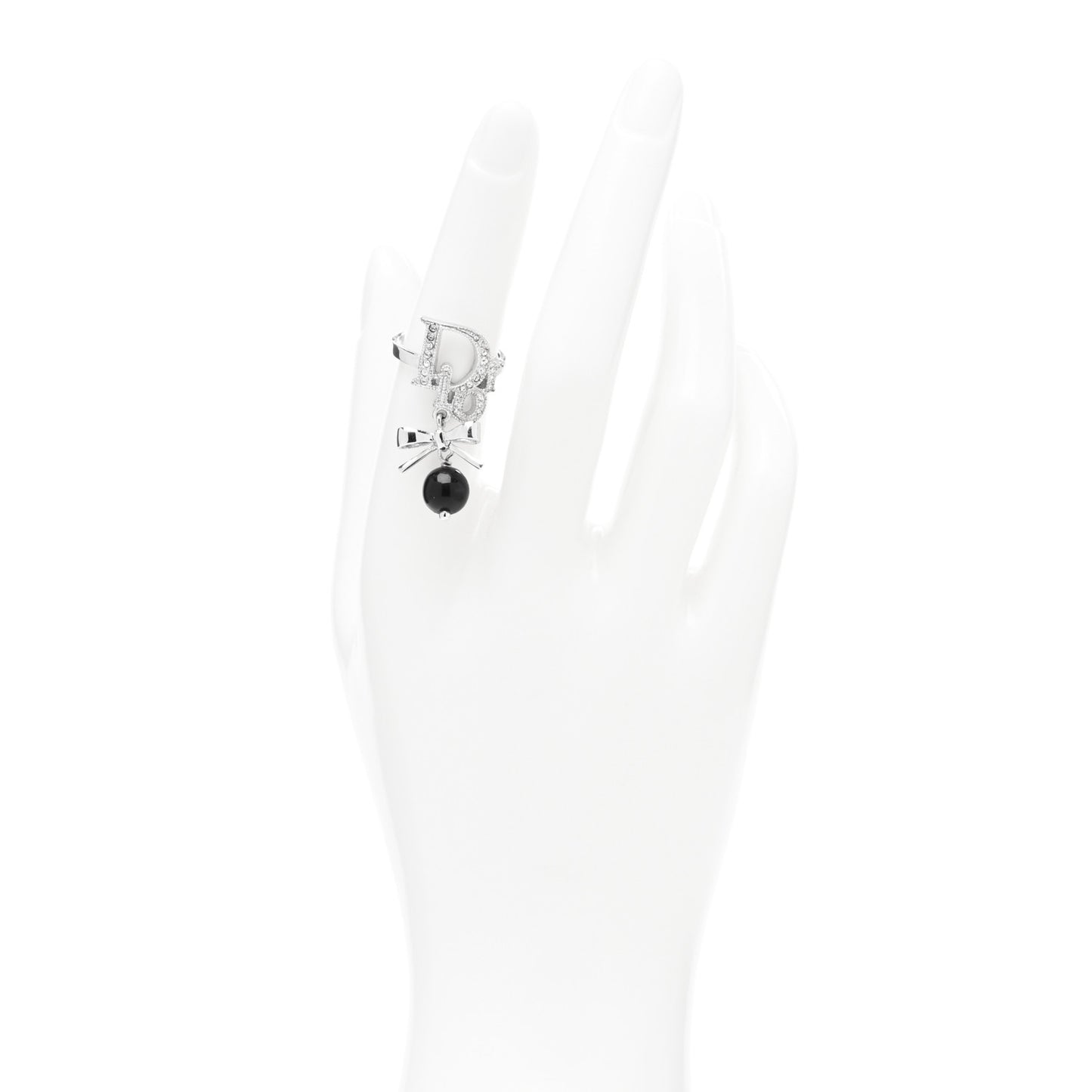 Crystal Bead Bow Ring 49/5 Silver