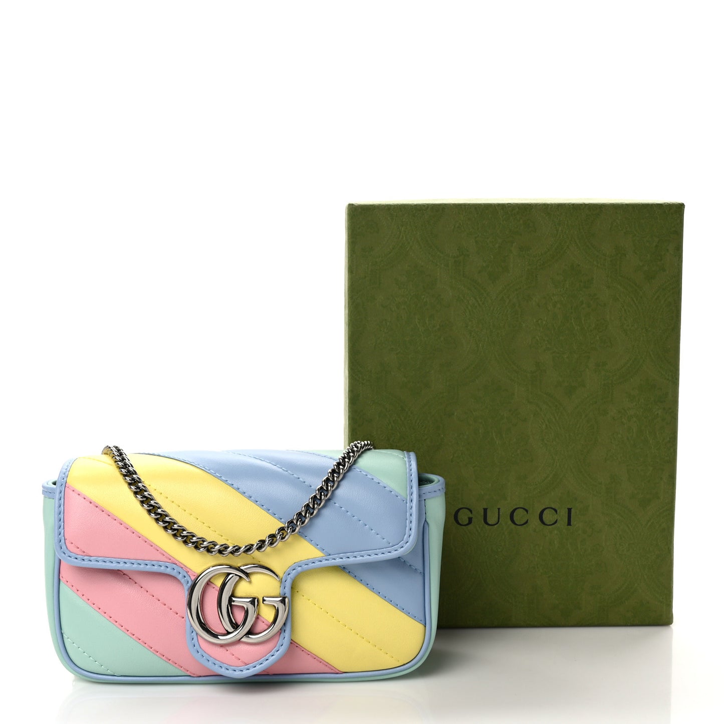 Calfskin Matelasse Diagonal Super Mini GG Marmont Shoulder Bag Multicolor Pastel