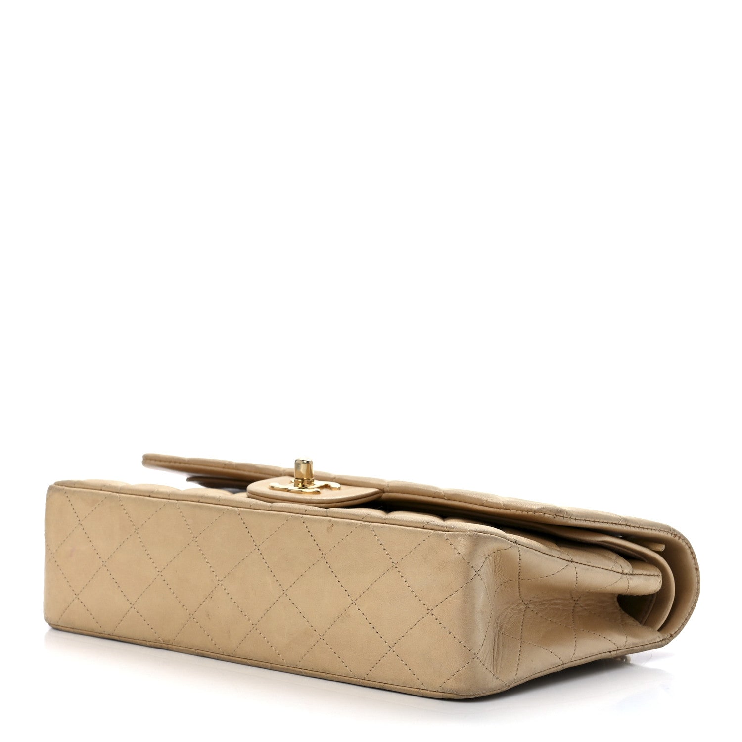 Chanel Lambskin Quilted Medium Double Flap Beige 10 of 14