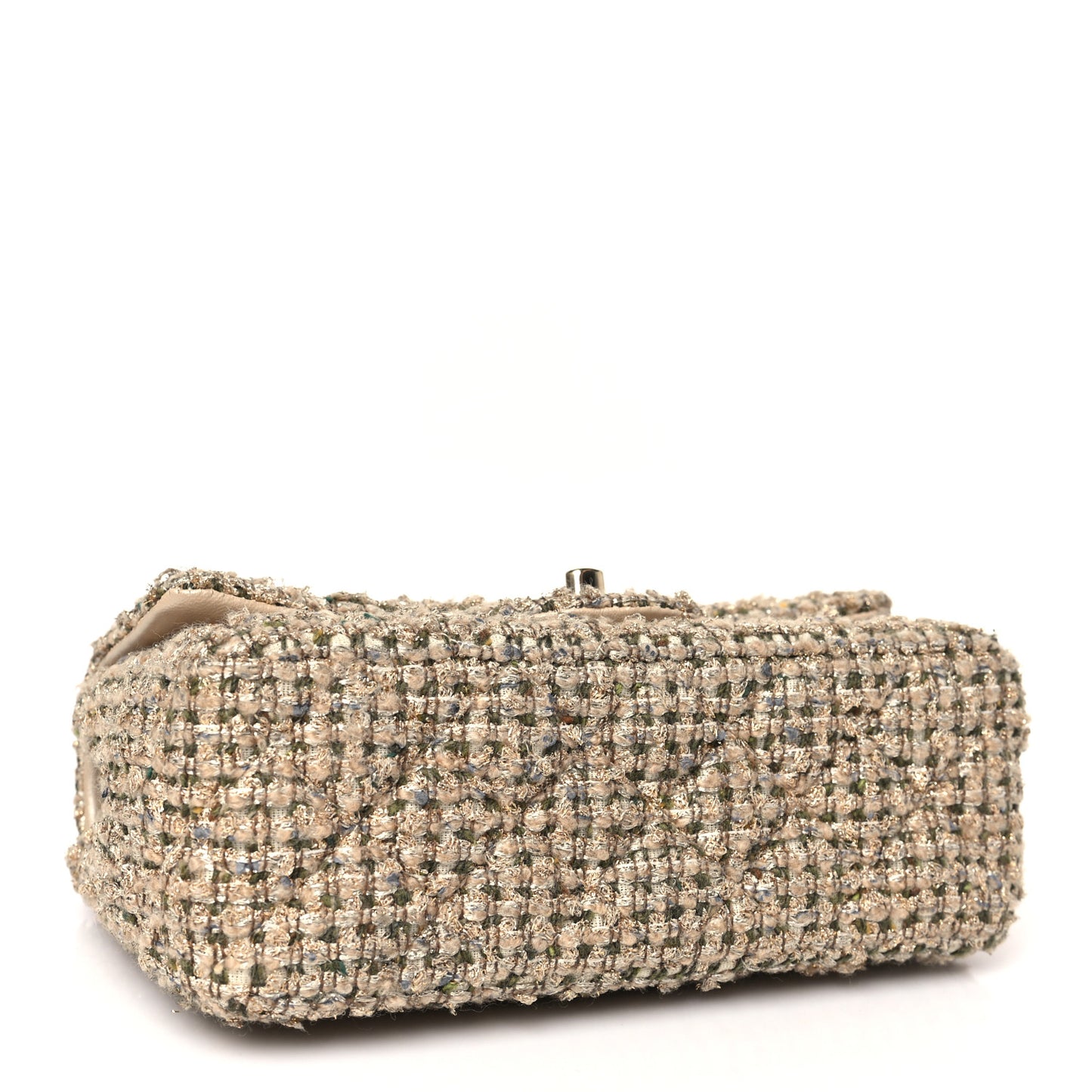 Tweed Quilted Mini Rectangular Flap Beige
