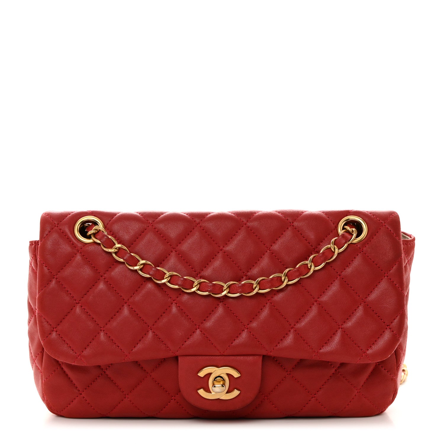 Chanel Lambskin Quilted Medium Cruise Charm Single Flap Red 1 of 11