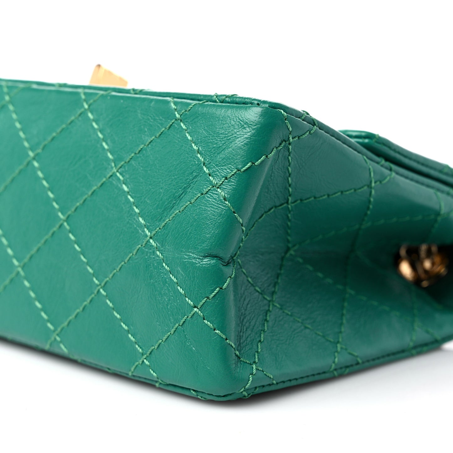 Aged Calfskin Quilted 2.55 Reissue Mini Flap Green