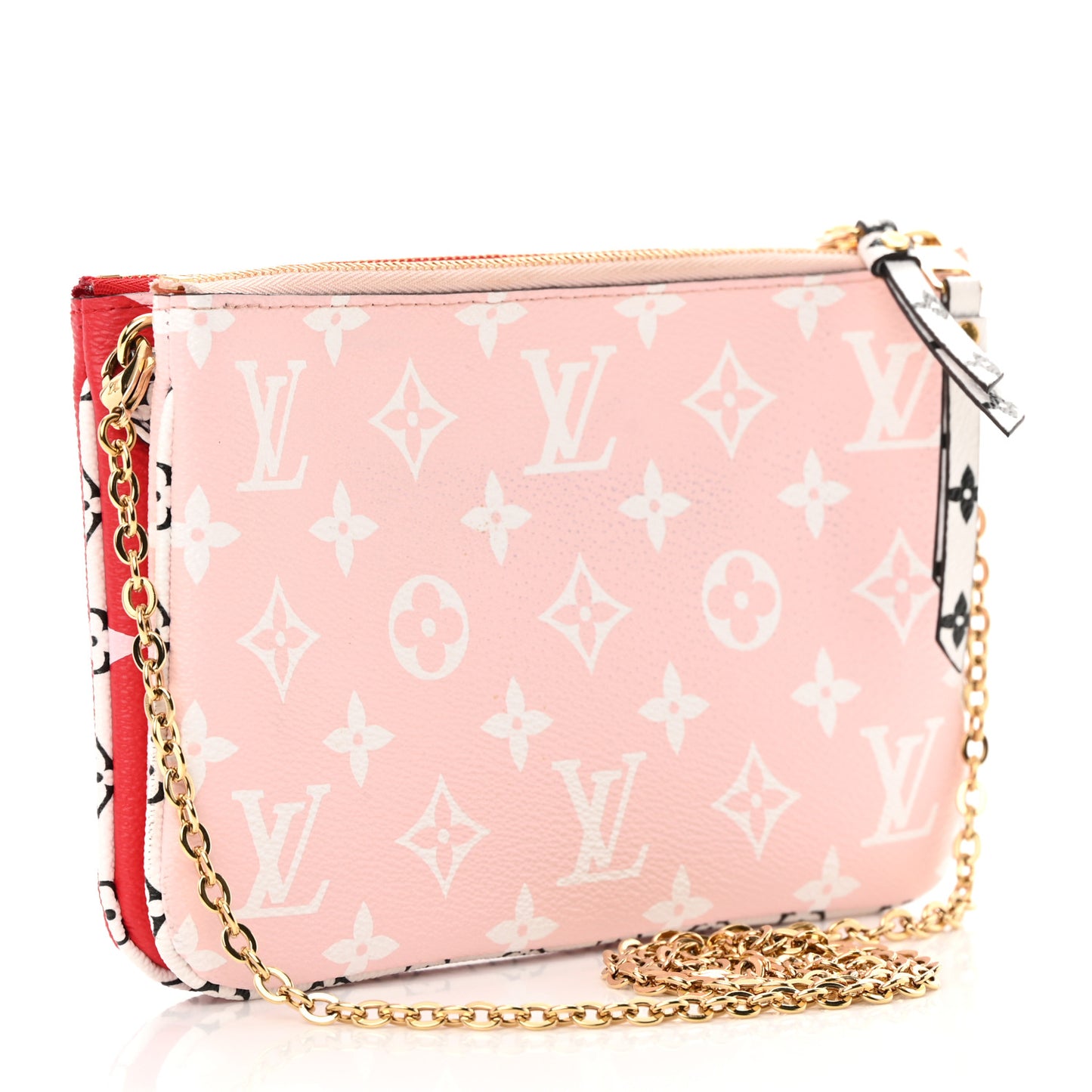 Monogram Giant Double Zip Pochette Rouge