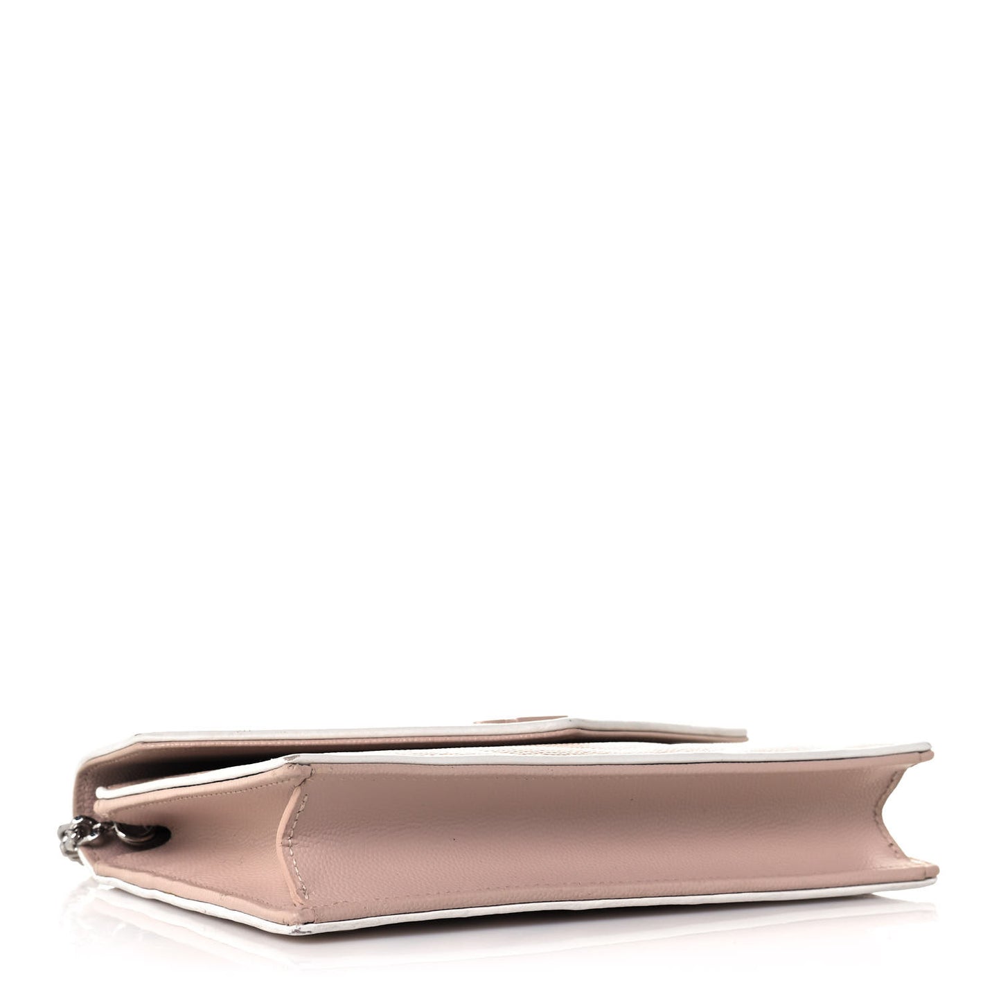 Grain De Poudre Matelasse Chevron Monogram Envelope Chain Wallet Pink White