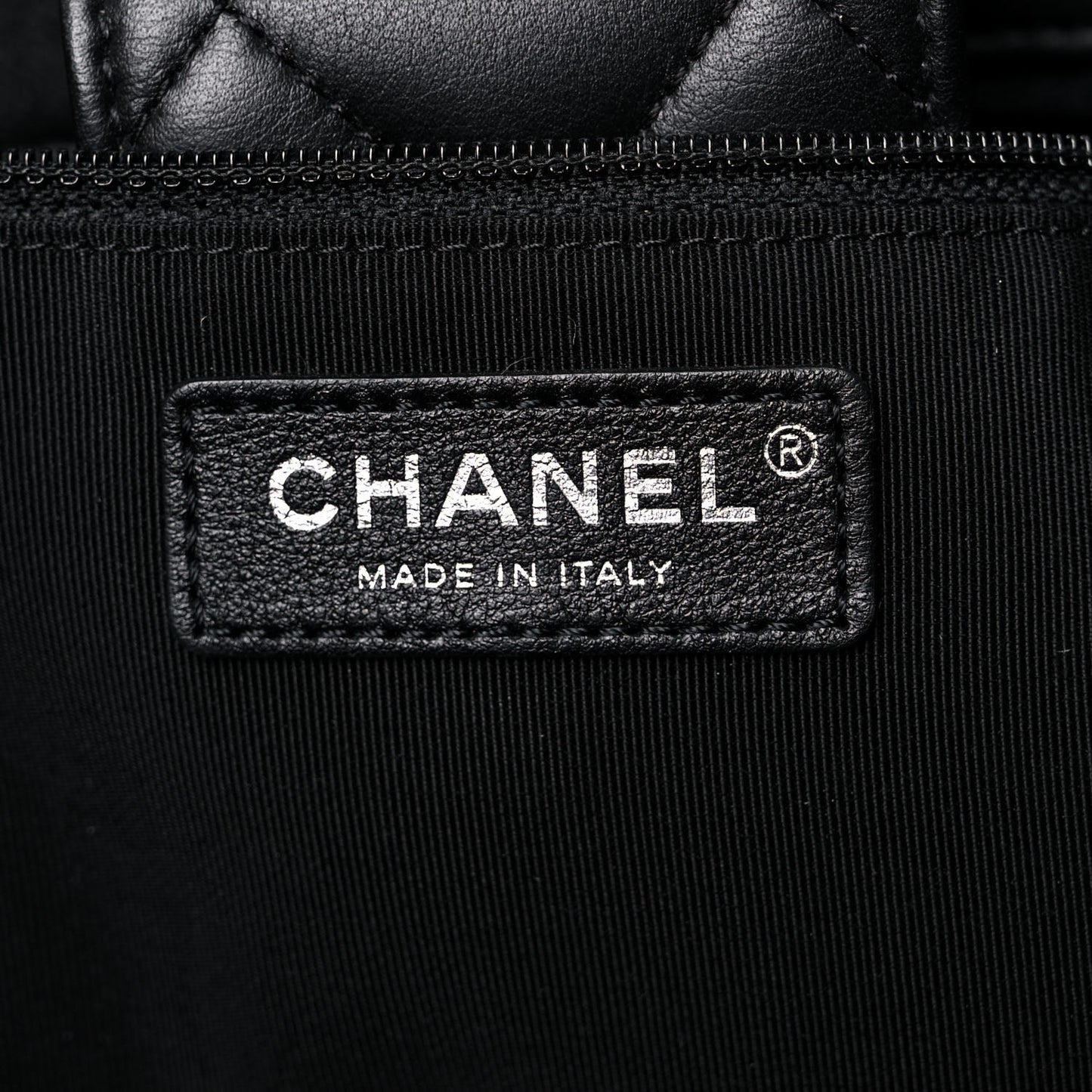 Calfskin Quilted Large Classic Shopping Tote Black
