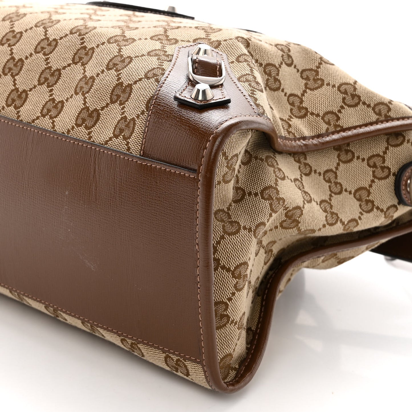 X GUCCI GG Monogram Azalea Calfskin Neo Classic Silver Hardware Medium City Beige Ebony Brown Sugar