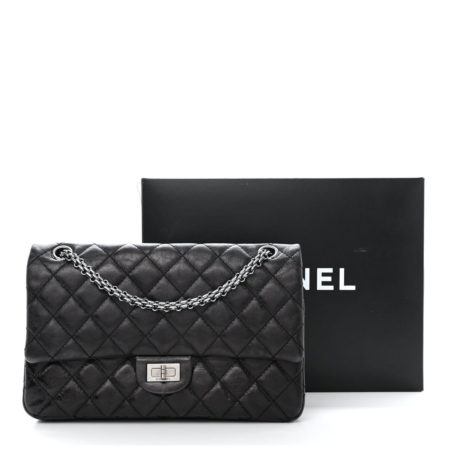 Aged Calfskin Quilted 2.55 Reissue 226 Flap Black