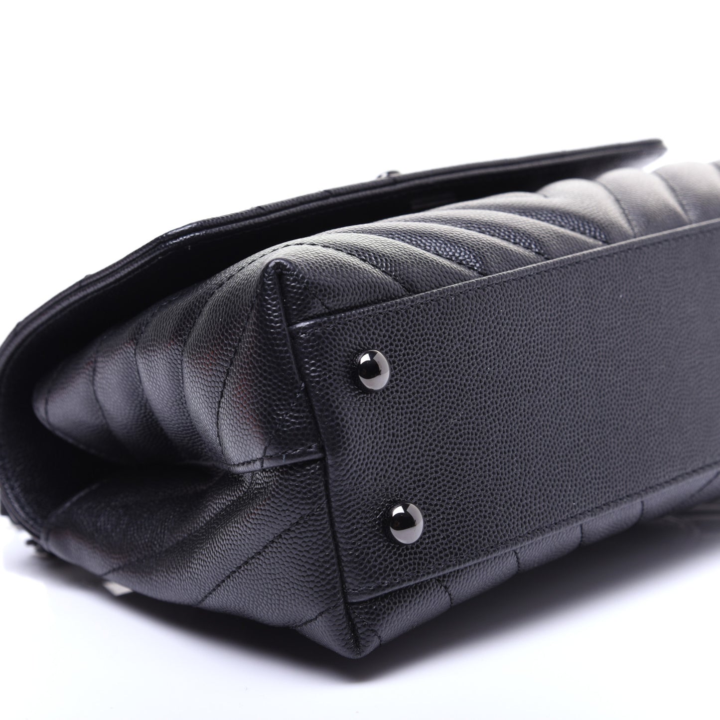 Caviar Chevron Quilted Mini Coco Handle Flap So Black