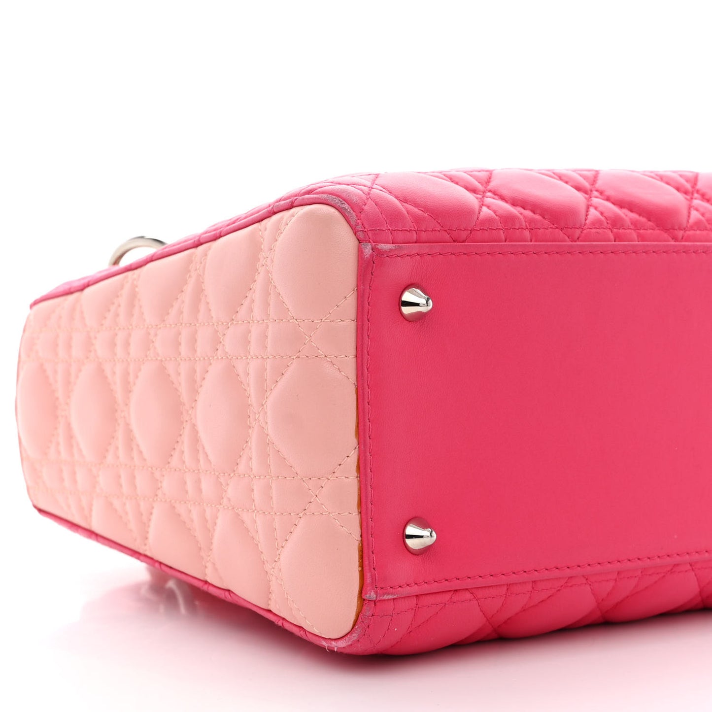 Lambskin Cannage Tri-Color Medium Lady Dior Orange Riviera Fuchsia Cosmopolitan Lipstick Natural