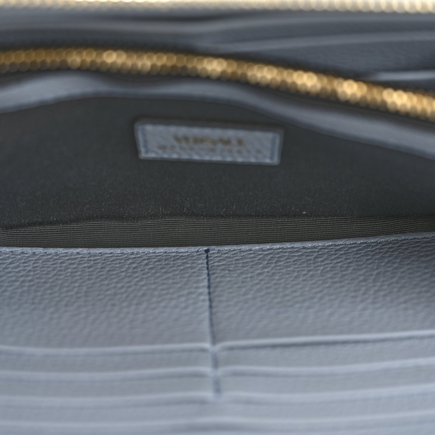 Grained Calfskin Virtus Zip Around Wallet Light Blue