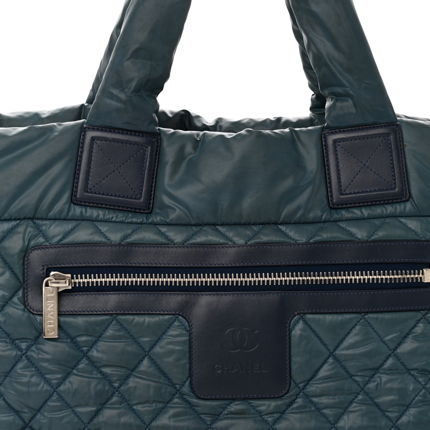 Nylon Quilted Large Coco Cocoon Tote Blue