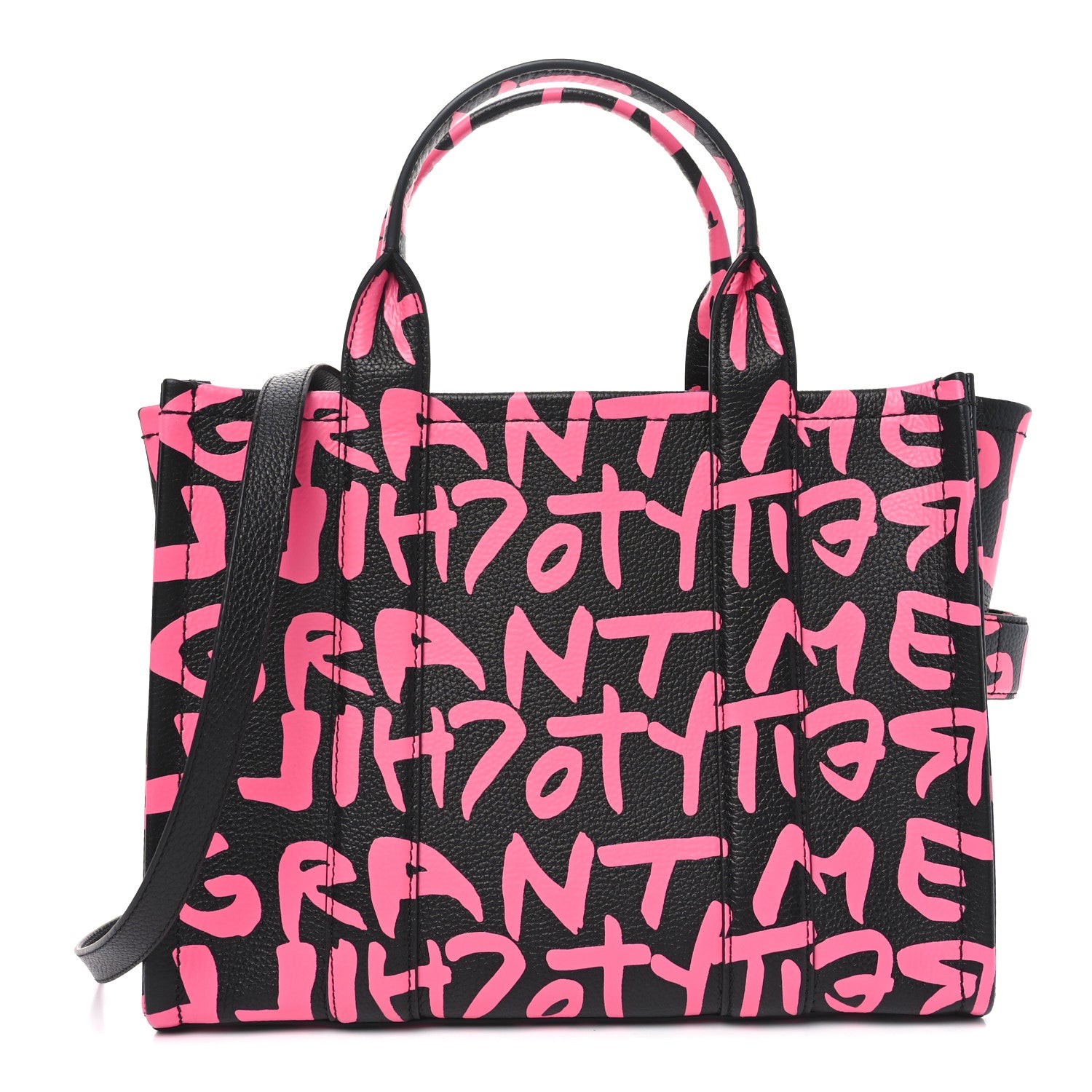 MARC JACOBS　トートバッグ ピンク×ブラックのグラデーション Marc Jacobs X STEPHEN SPROUSE Grained Calfskin Medium The Tote Bag