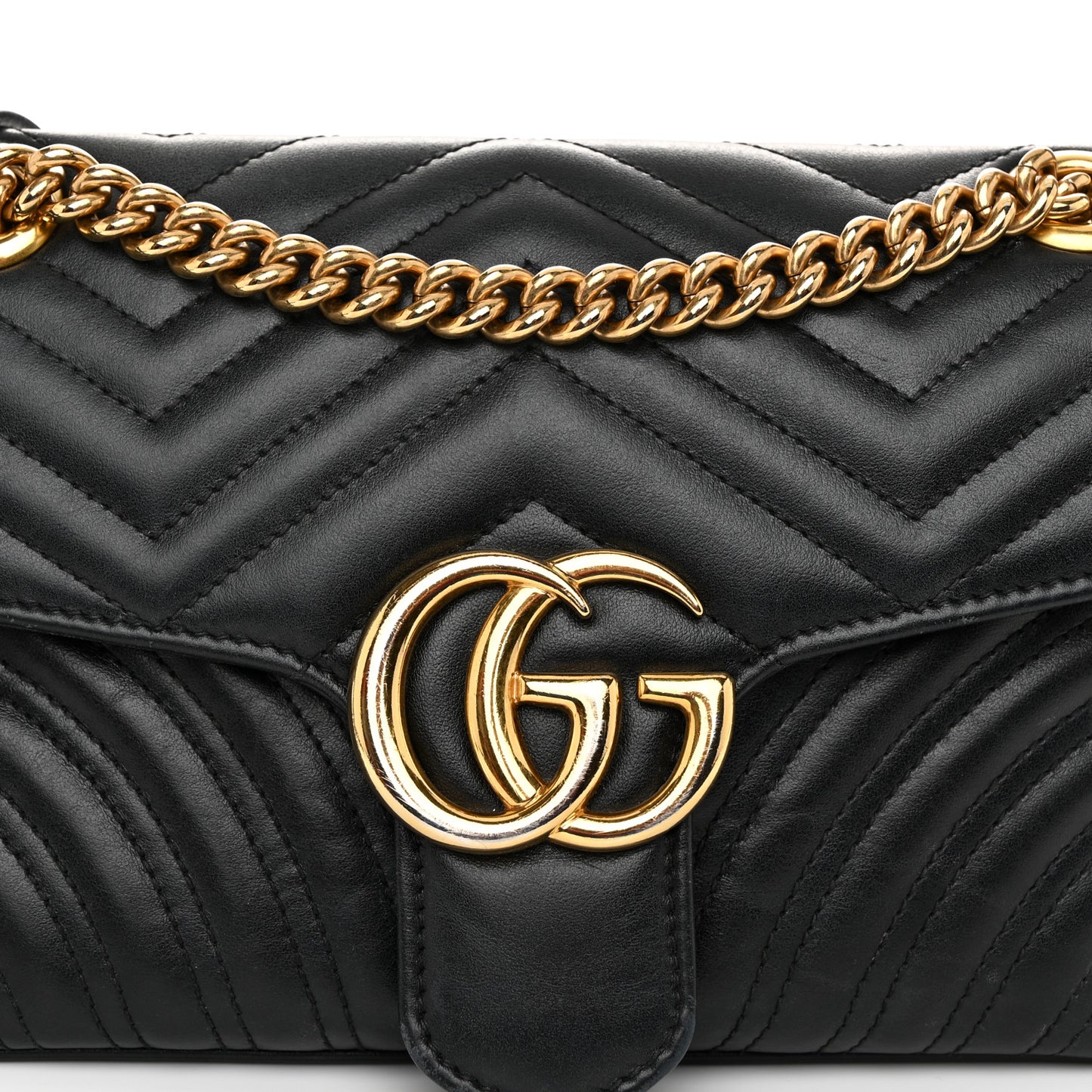 Calfskin Matelasse Small GG Marmont Shoulder Bag Black